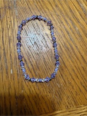 Handmade Purple Swarovski Crystal Beaded Bracelet - Women's Jewelry